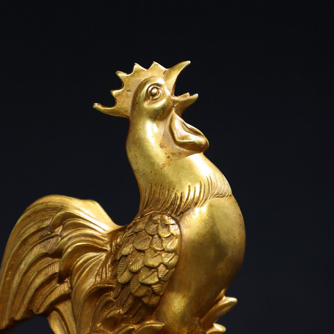 Chinese antique pure copper [chicken] ornament