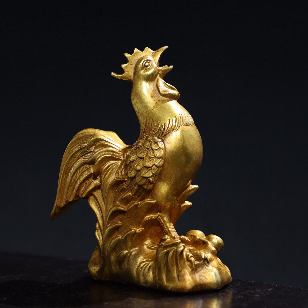 Chinese antique pure copper [chicken] ornament