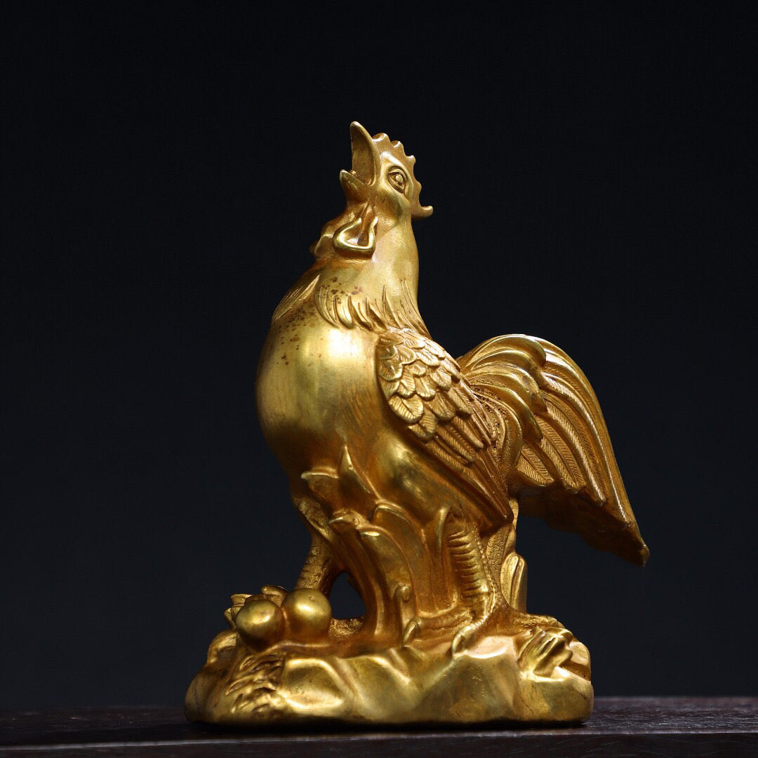 Chinese antique pure copper [chicken] ornament