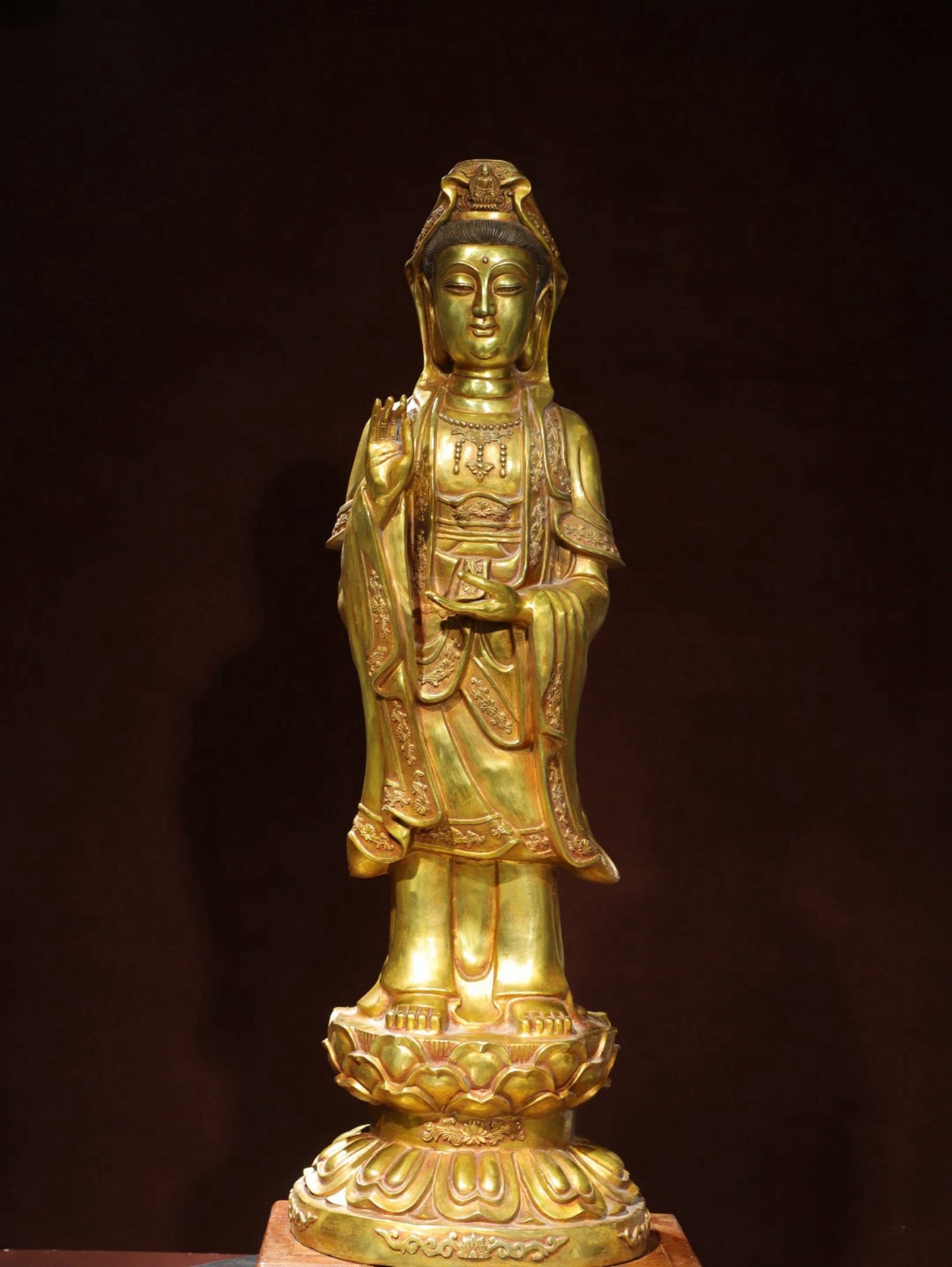 Bronze gilded statue of Guanyin Bodhisattva