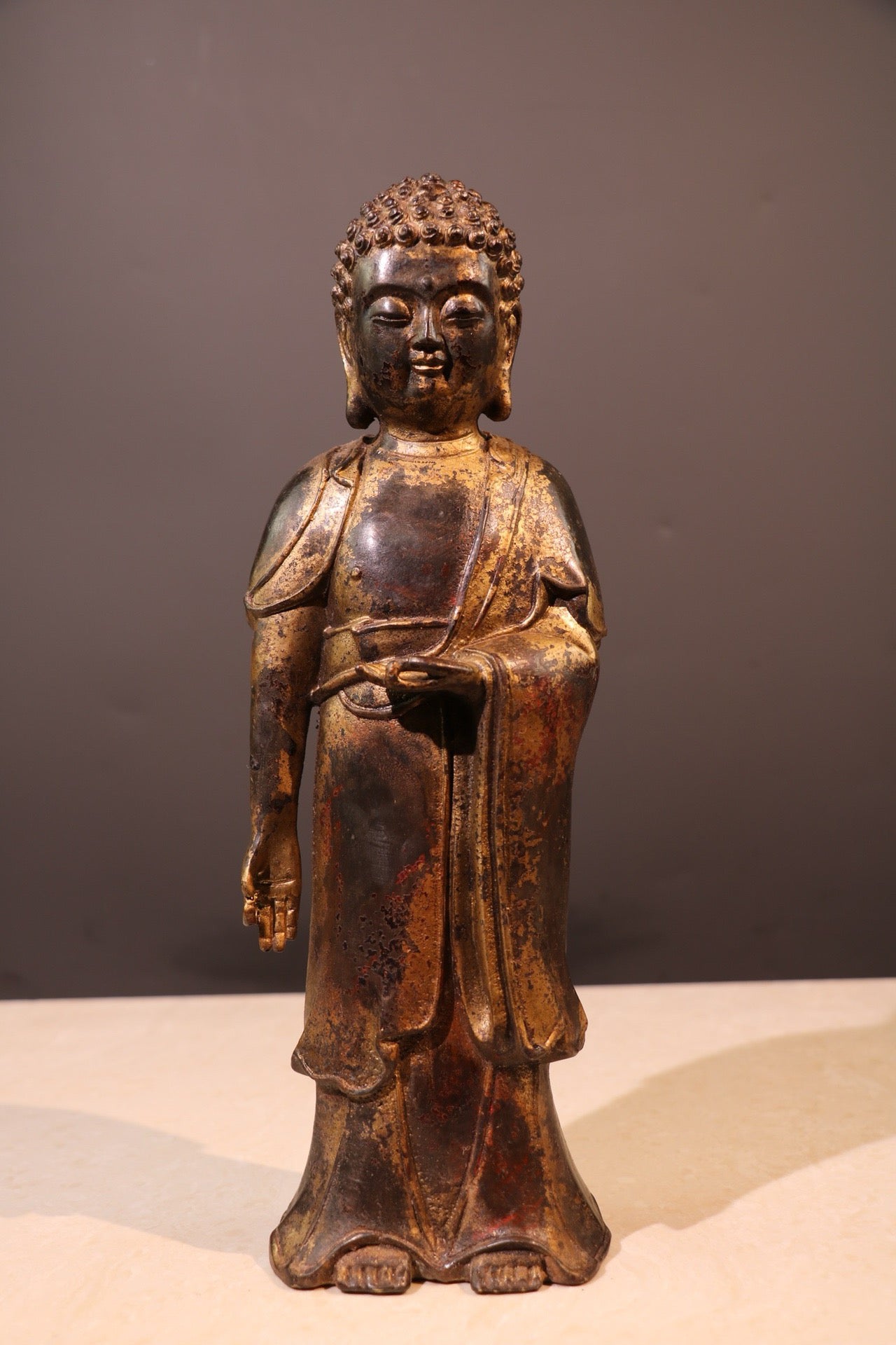 Chinese antique pure copper statue of Shakyamuni Buddha