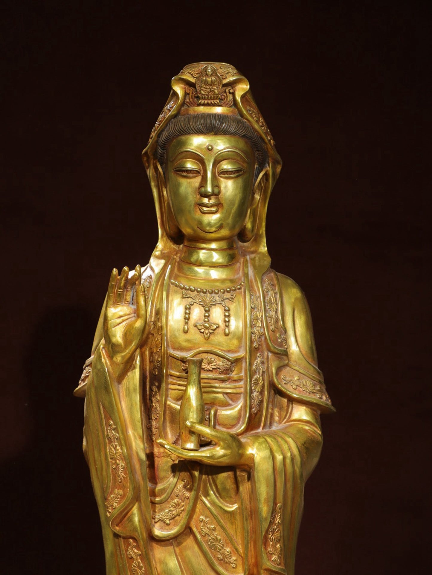 Bronze gilded statue of Guanyin Bodhisattva