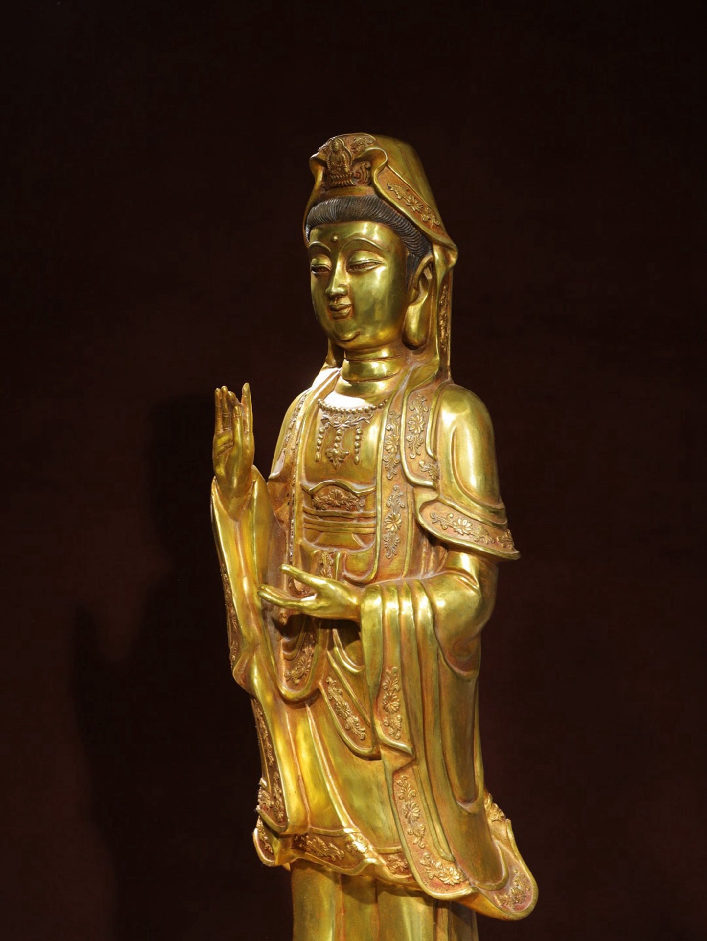 Bronze gilded statue of Guanyin Bodhisattva