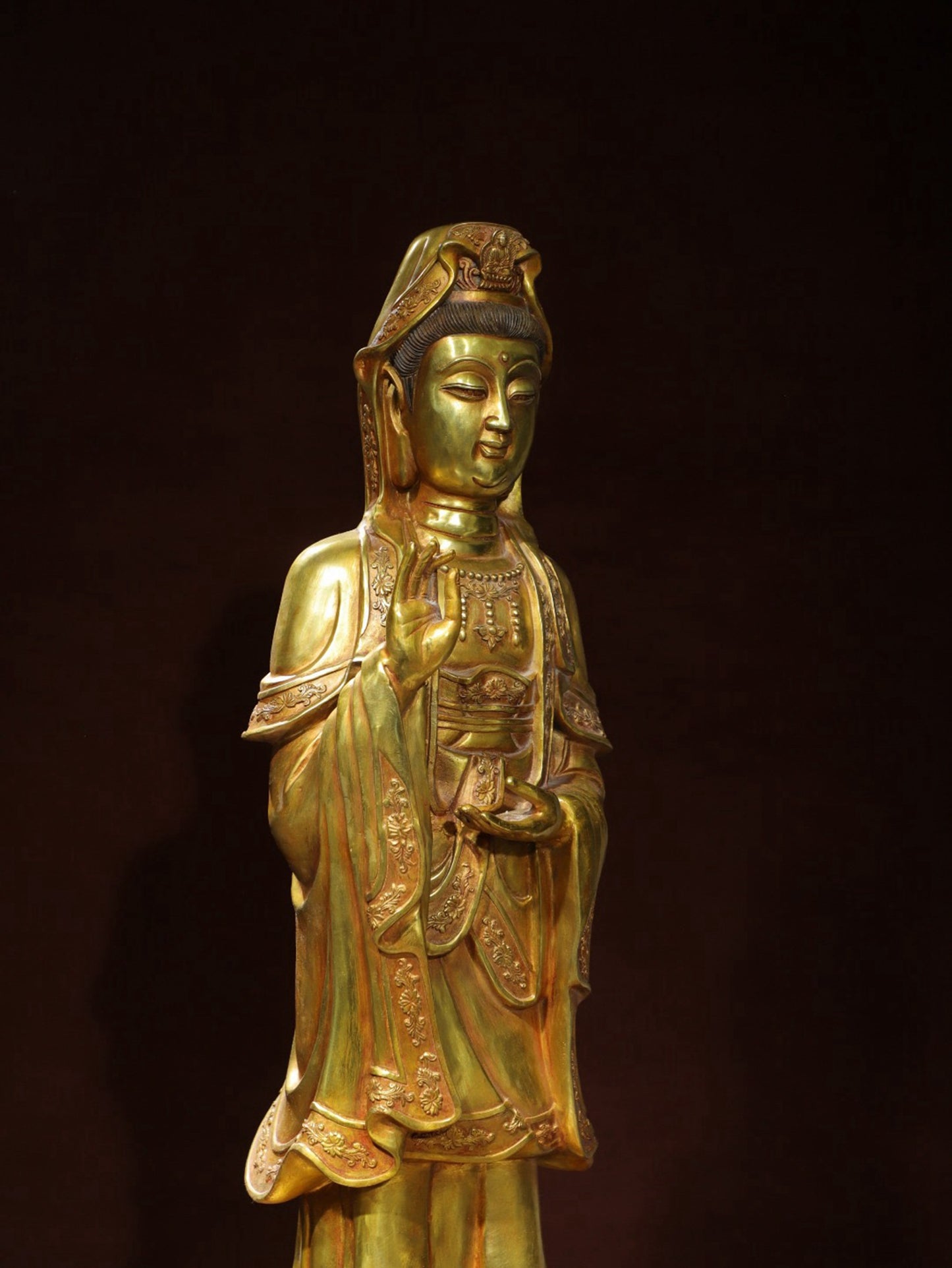 Bronze gilded statue of Guanyin Bodhisattva