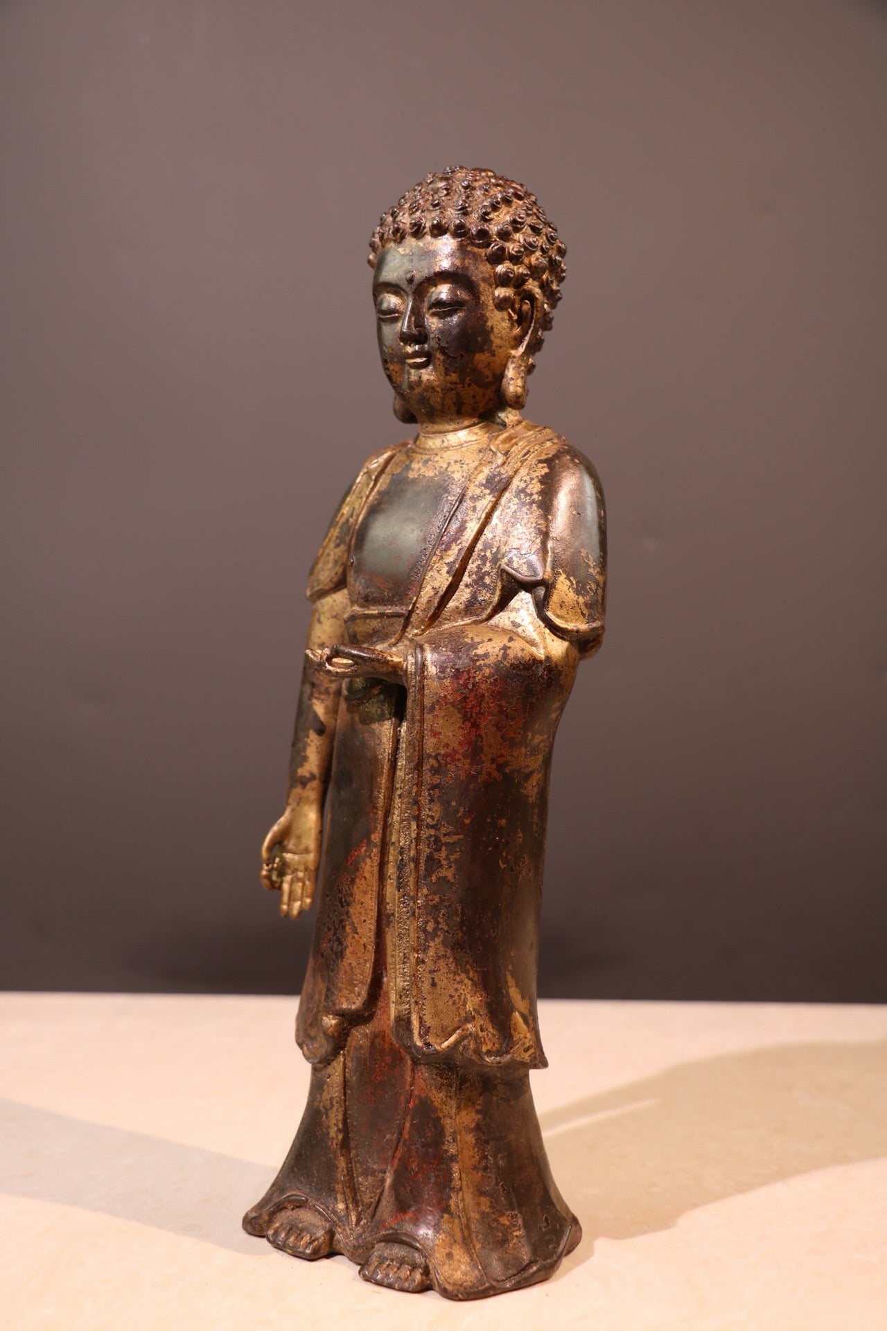 Chinese antique pure copper statue of Shakyamuni Buddha