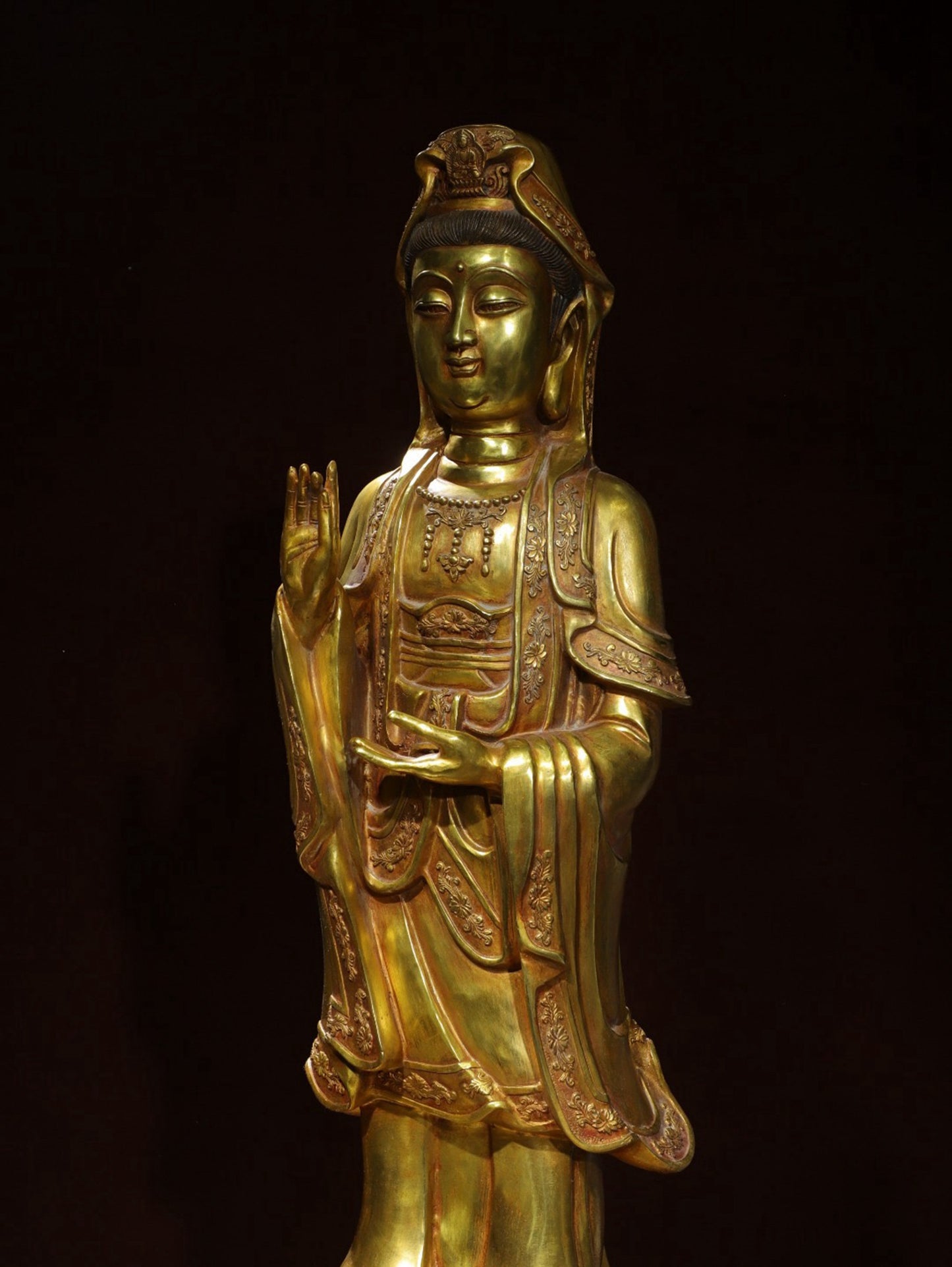Bronze gilded statue of Guanyin Bodhisattva