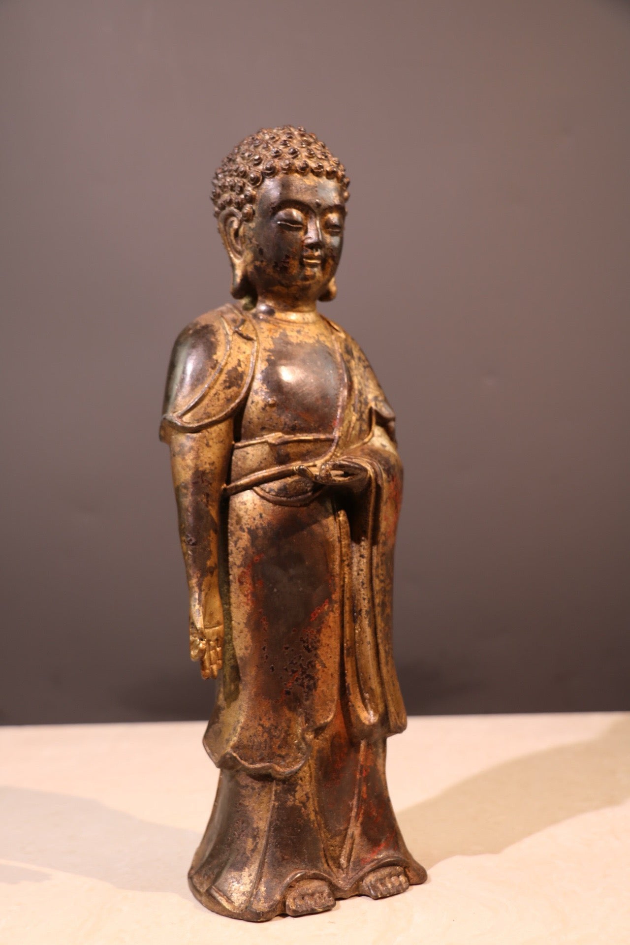 Chinese antique pure copper statue of Shakyamuni Buddha
