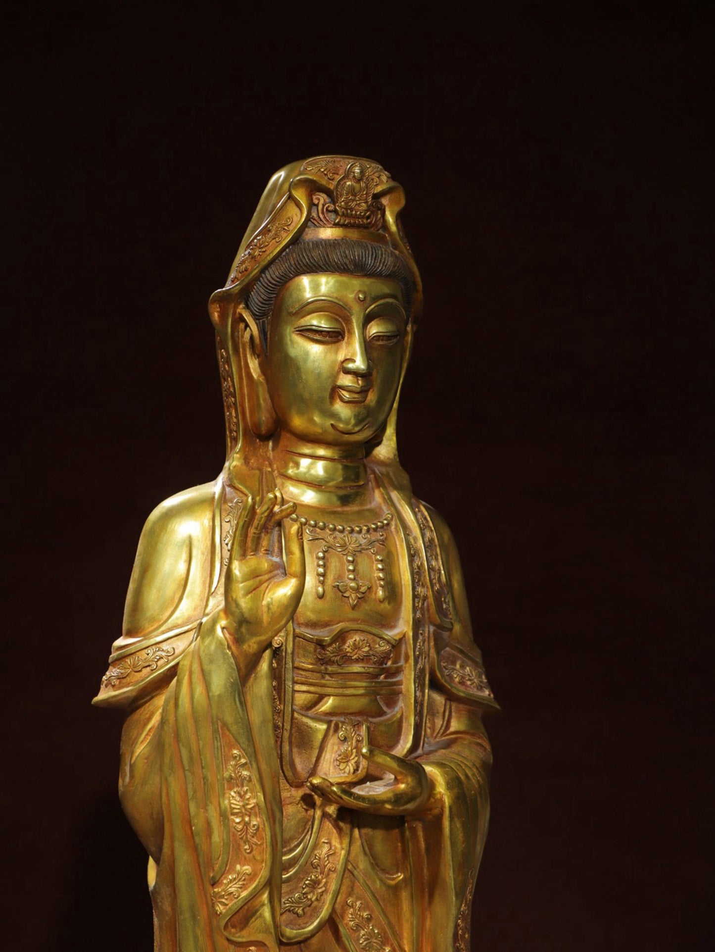 Bronze gilded statue of Guanyin Bodhisattva