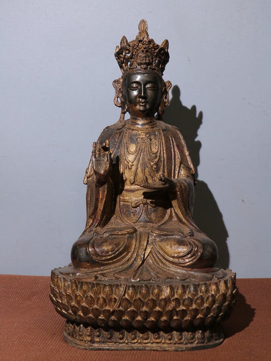 Chinese antique pure copper statue of Guanyin Bodhisattva