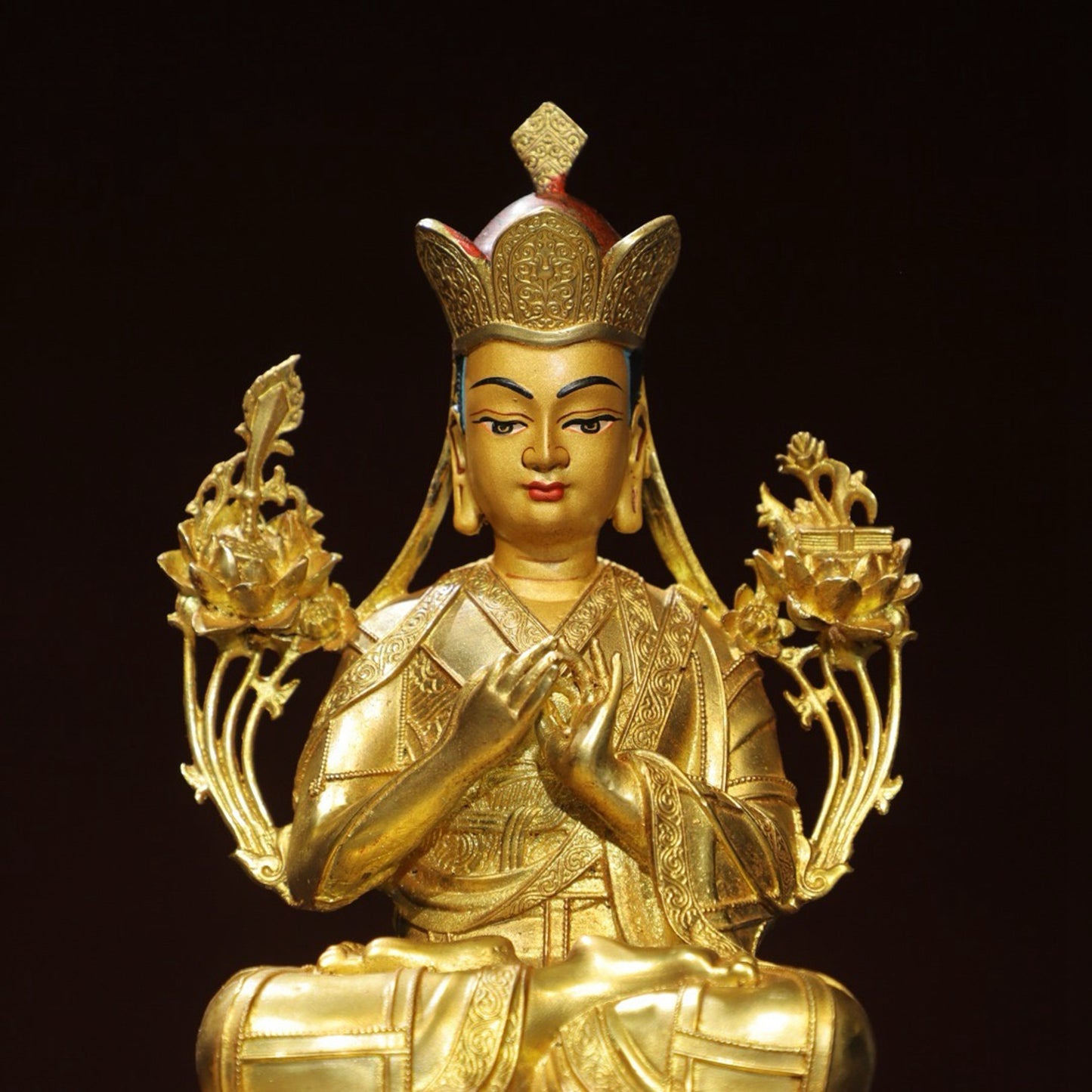 Bronze painted Buddha statue of Zongkaba