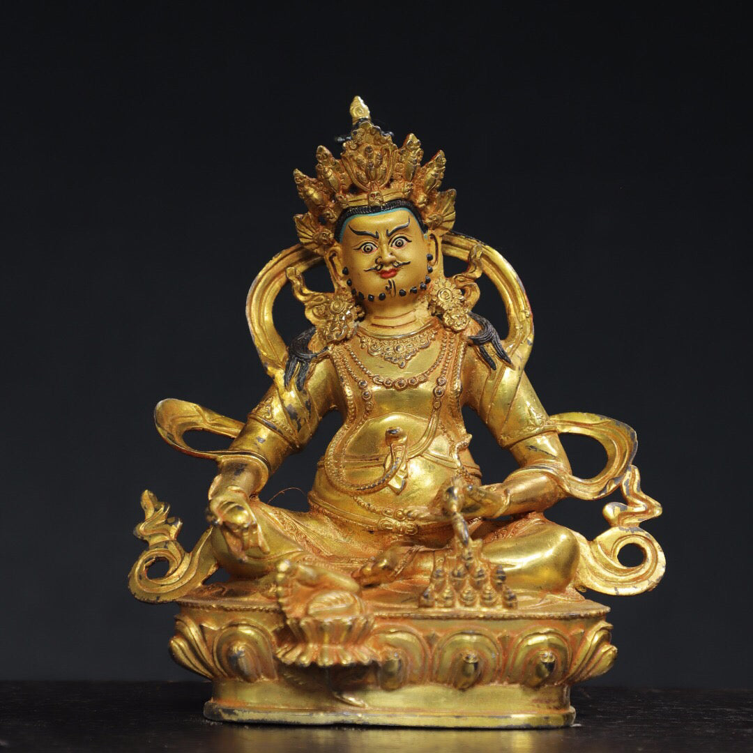 Chinese antique pure copper statue of Huang Caishen