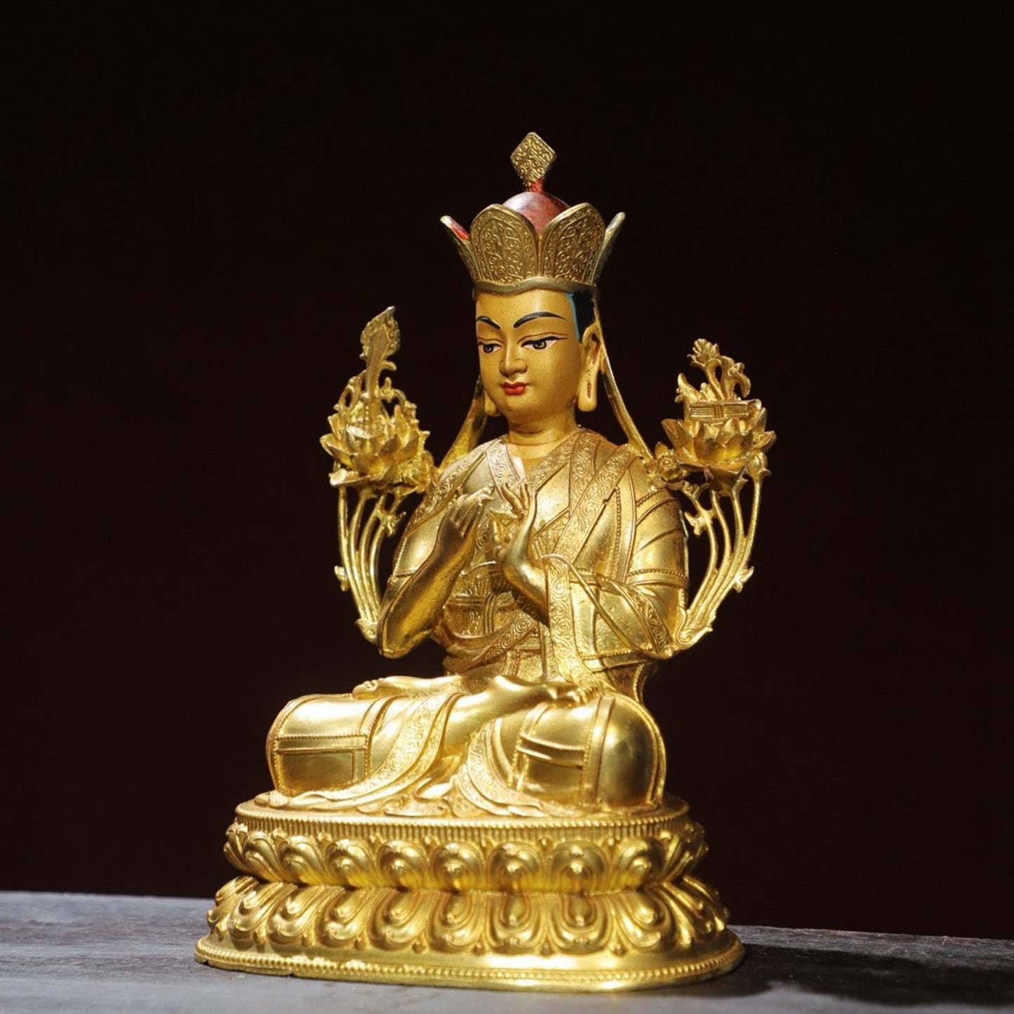 Bronze painted Buddha statue of Zongkaba