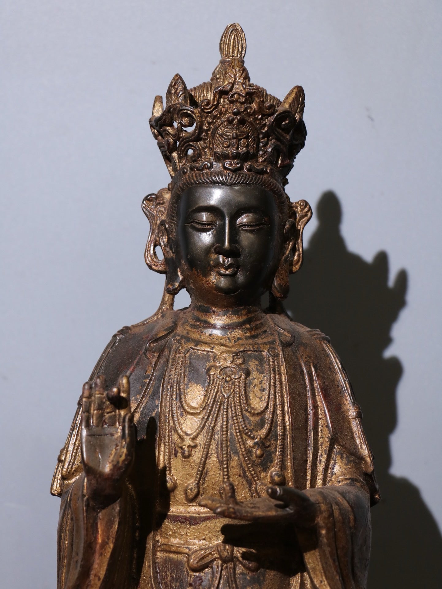 Chinese antique pure copper statue of Guanyin Bodhisattva