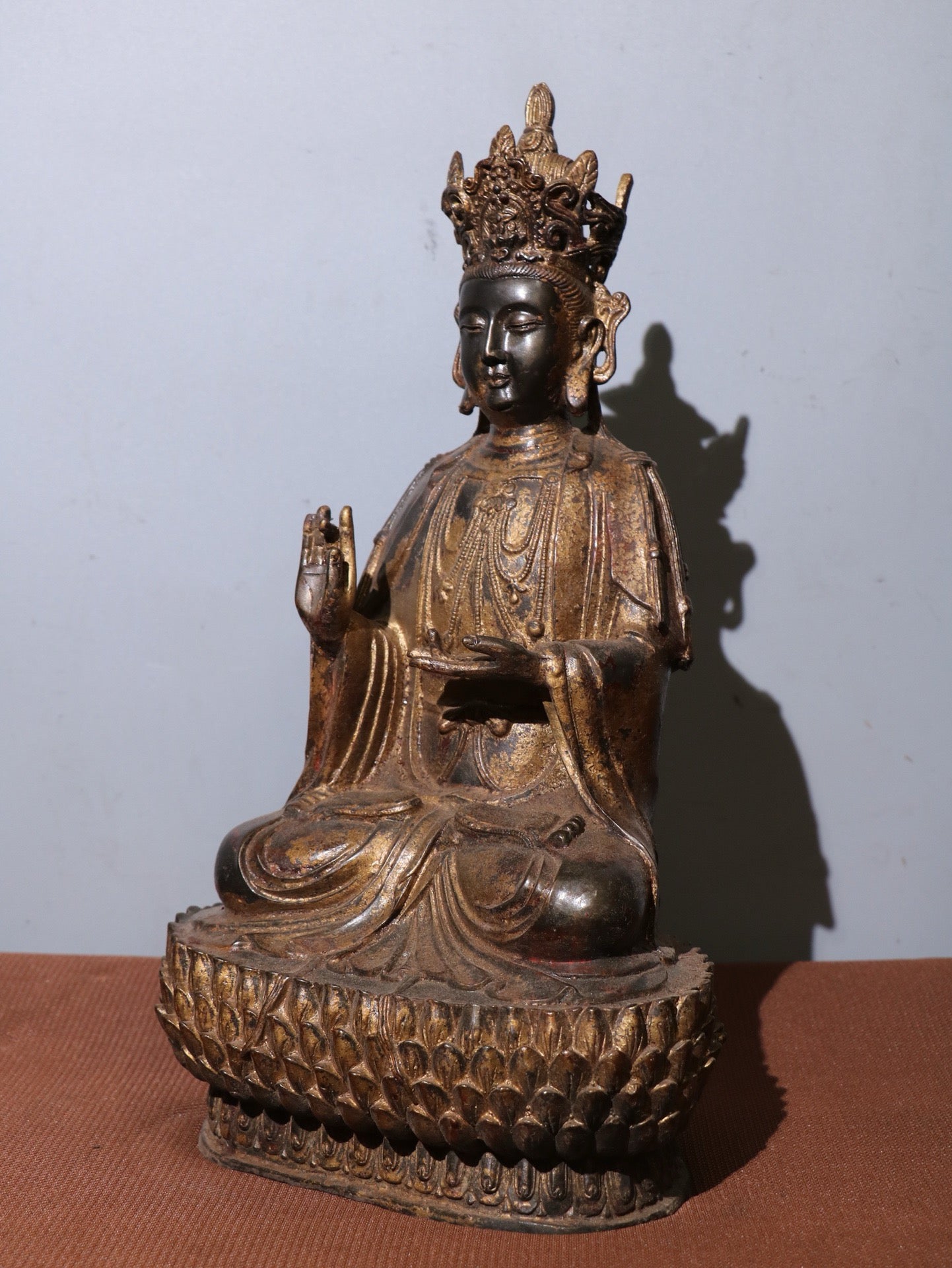 Chinese antique pure copper statue of Guanyin Bodhisattva