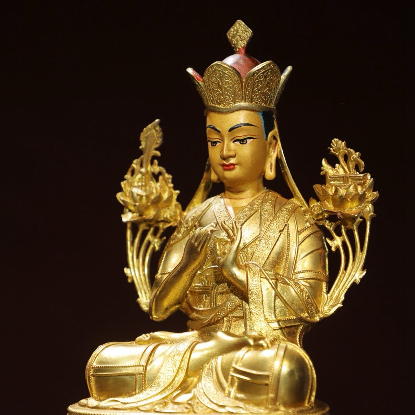Bronze painted Buddha statue of Zongkaba