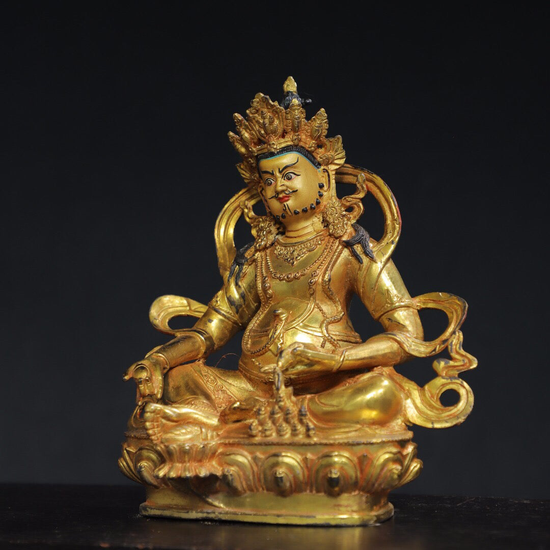 Chinese antique pure copper statue of Huang Caishen