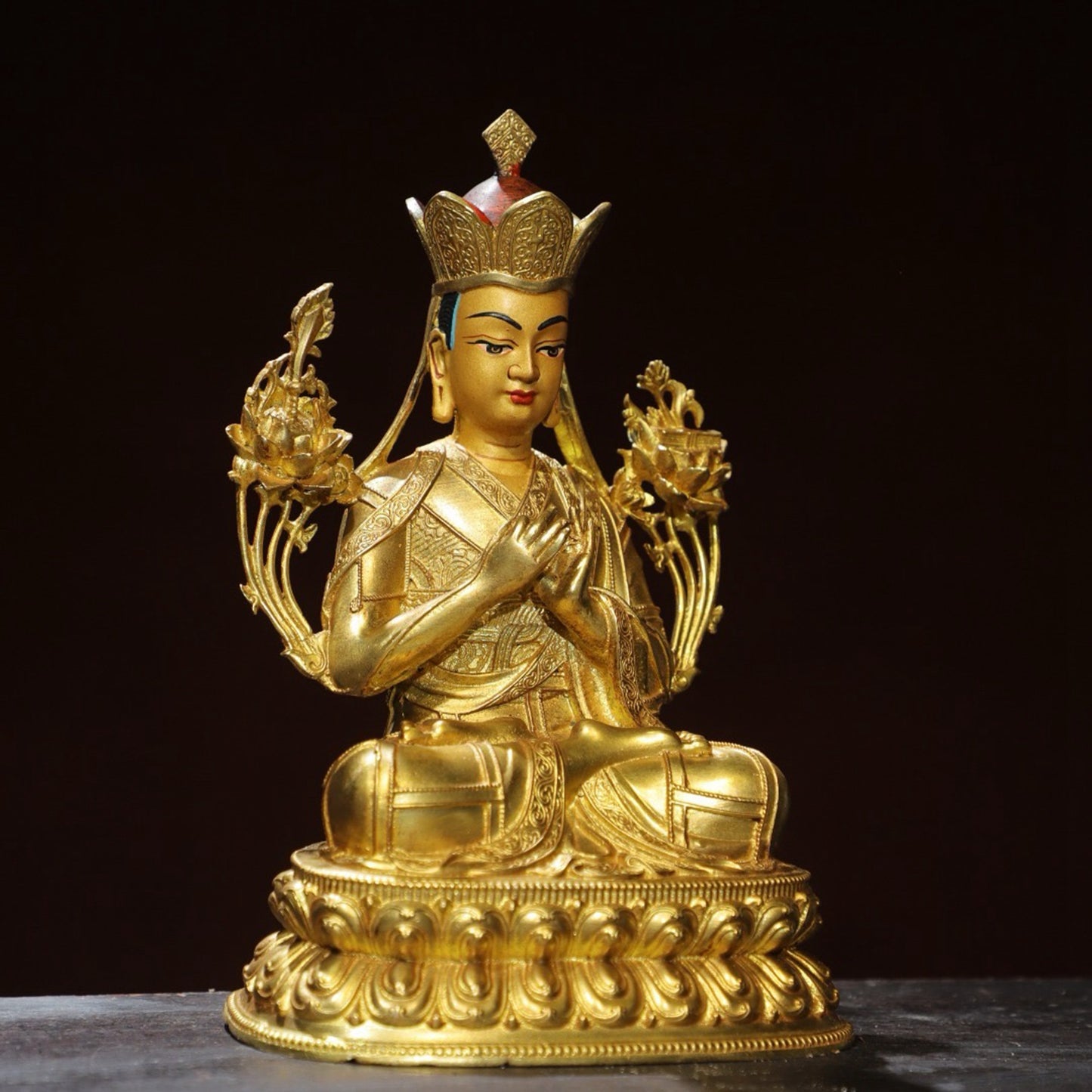 Bronze painted Buddha statue of Zongkaba