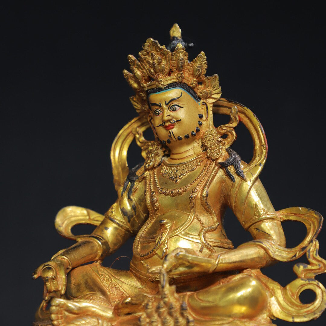 Chinese antique pure copper statue of Huang Caishen