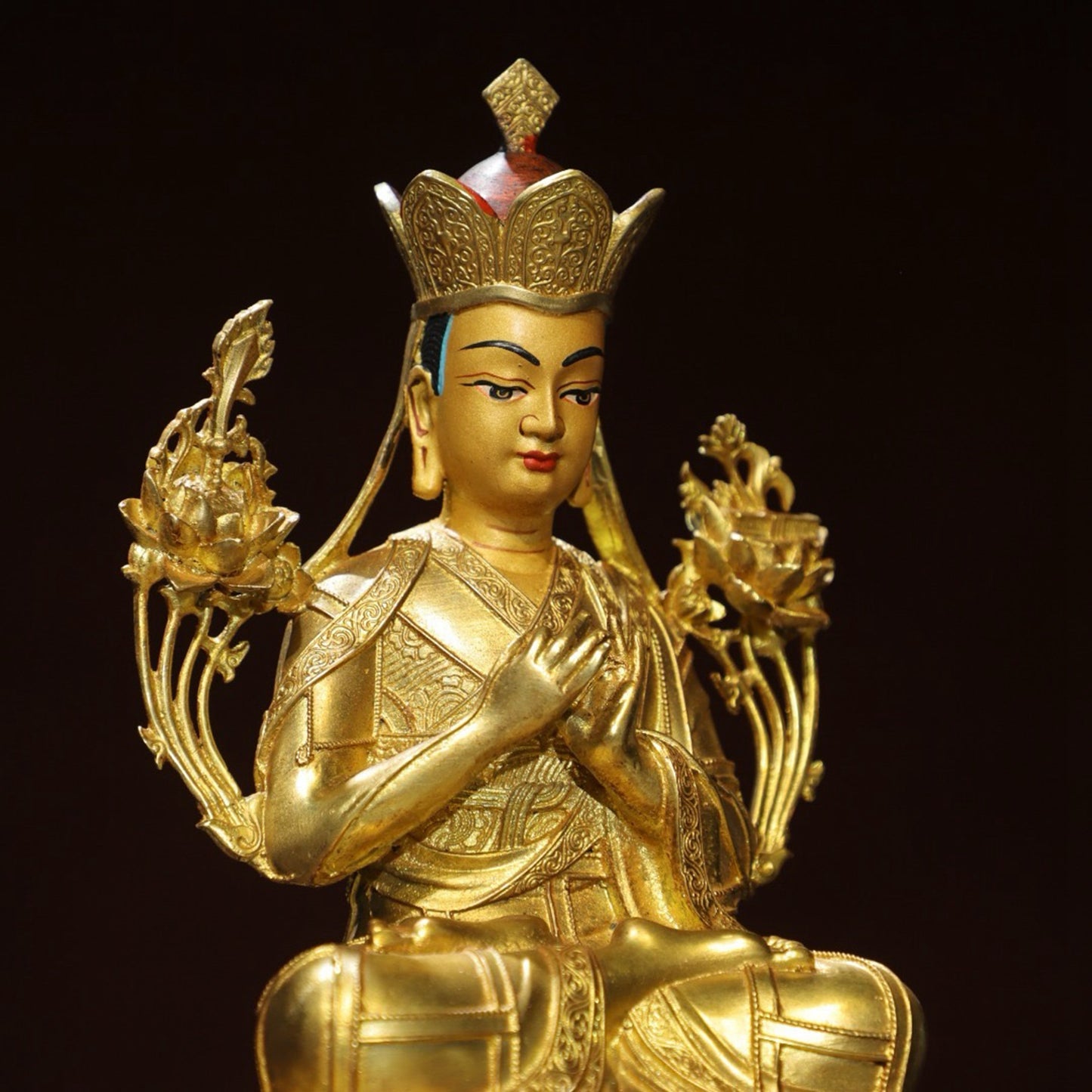 Bronze painted Buddha statue of Zongkaba
