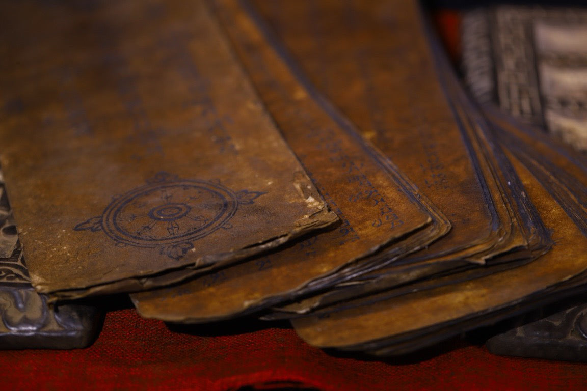 High monks in temples hand drawn old scriptures