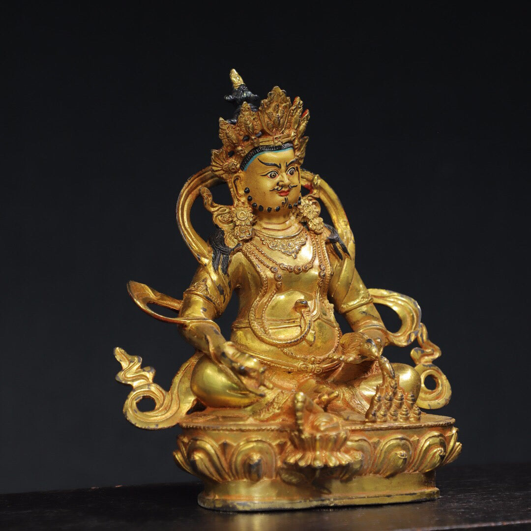 Chinese antique pure copper statue of Huang Caishen