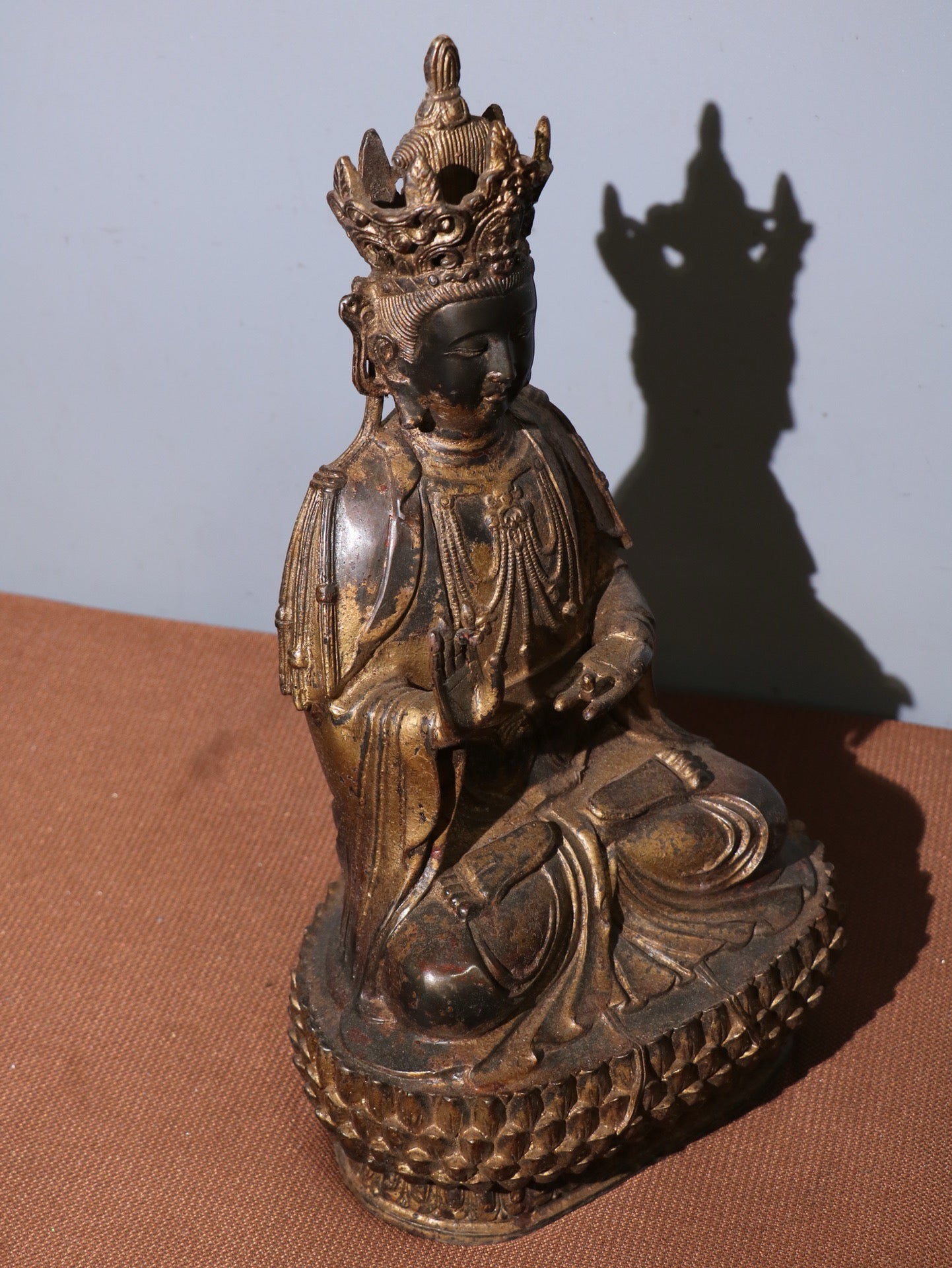 Chinese antique pure copper statue of Guanyin Bodhisattva