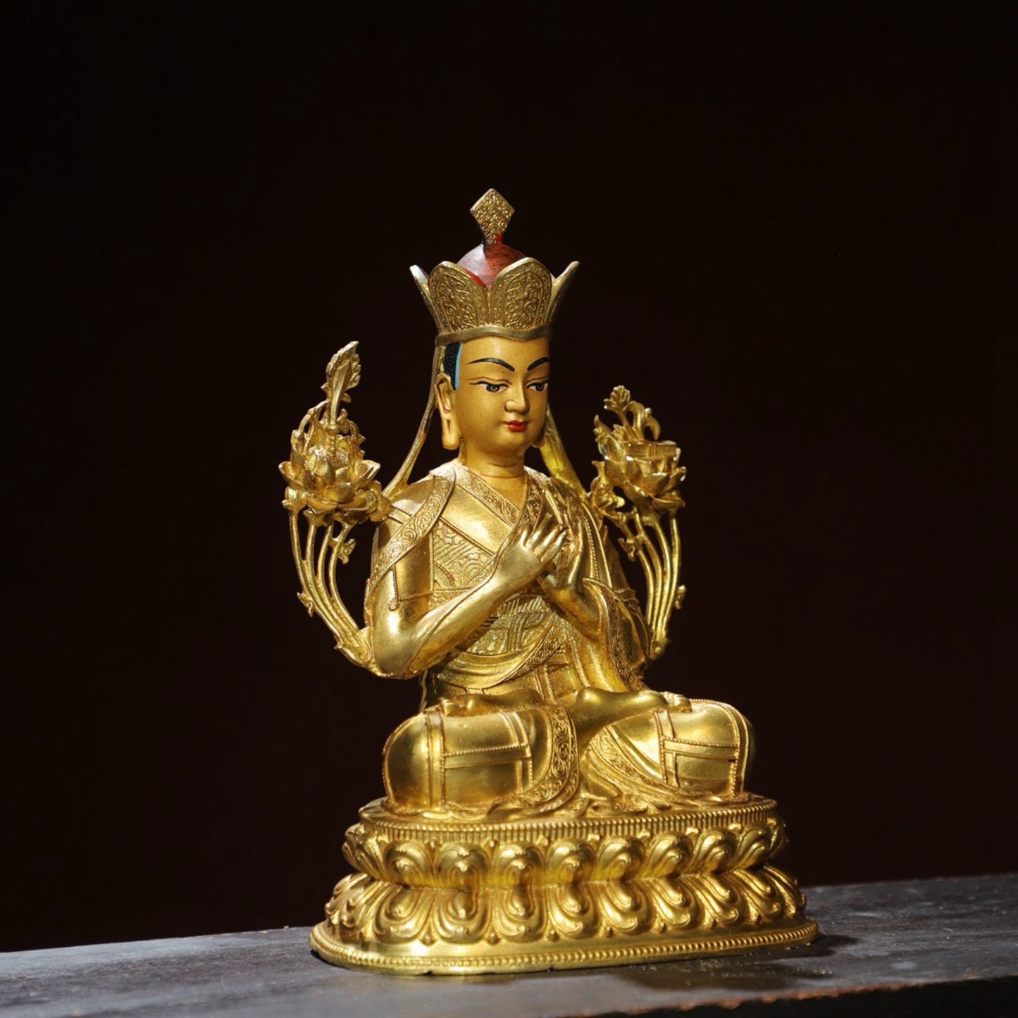 Bronze painted Buddha statue of Zongkaba