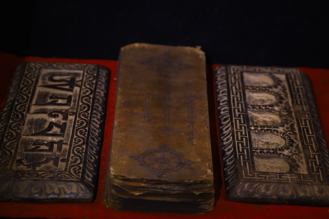 High monks in temples hand drawn old scriptures