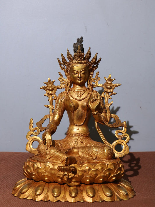Chinese antique pure copper statue of Guanyin Bodhisattva