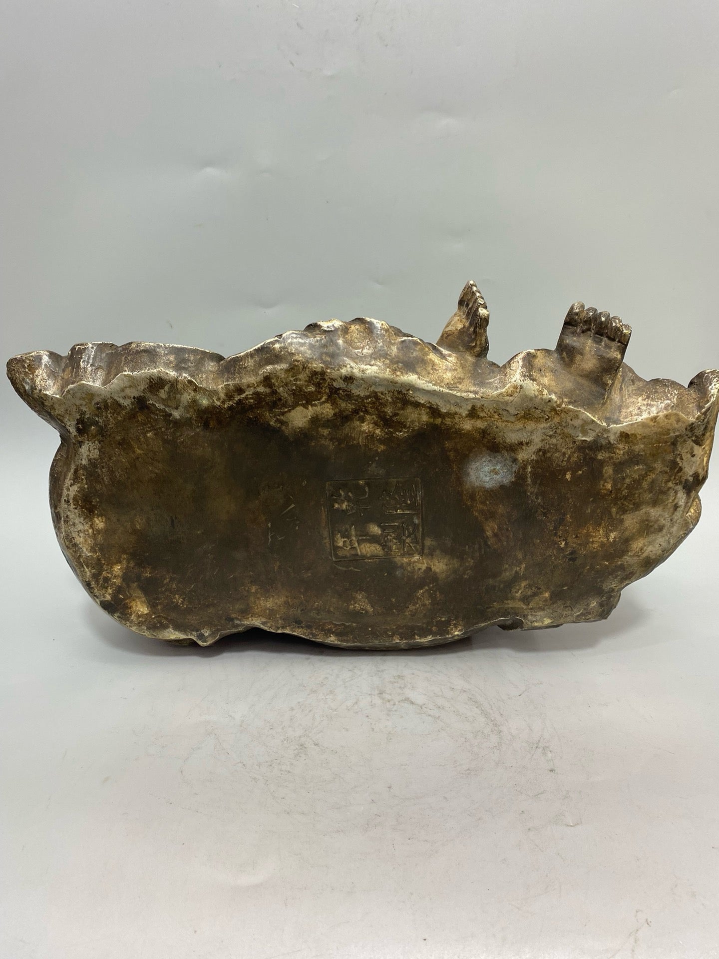 Chinese antique pure copper gilded silver money bag Miller Buddha statue ornament