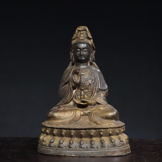 Chinese antique pure copper Guanyin Buddha statue