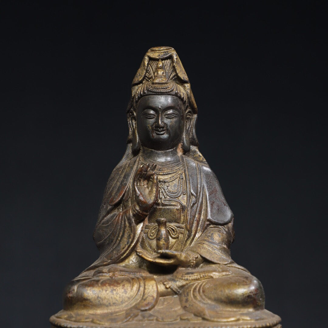 Chinese antique pure copper Guanyin Buddha statue