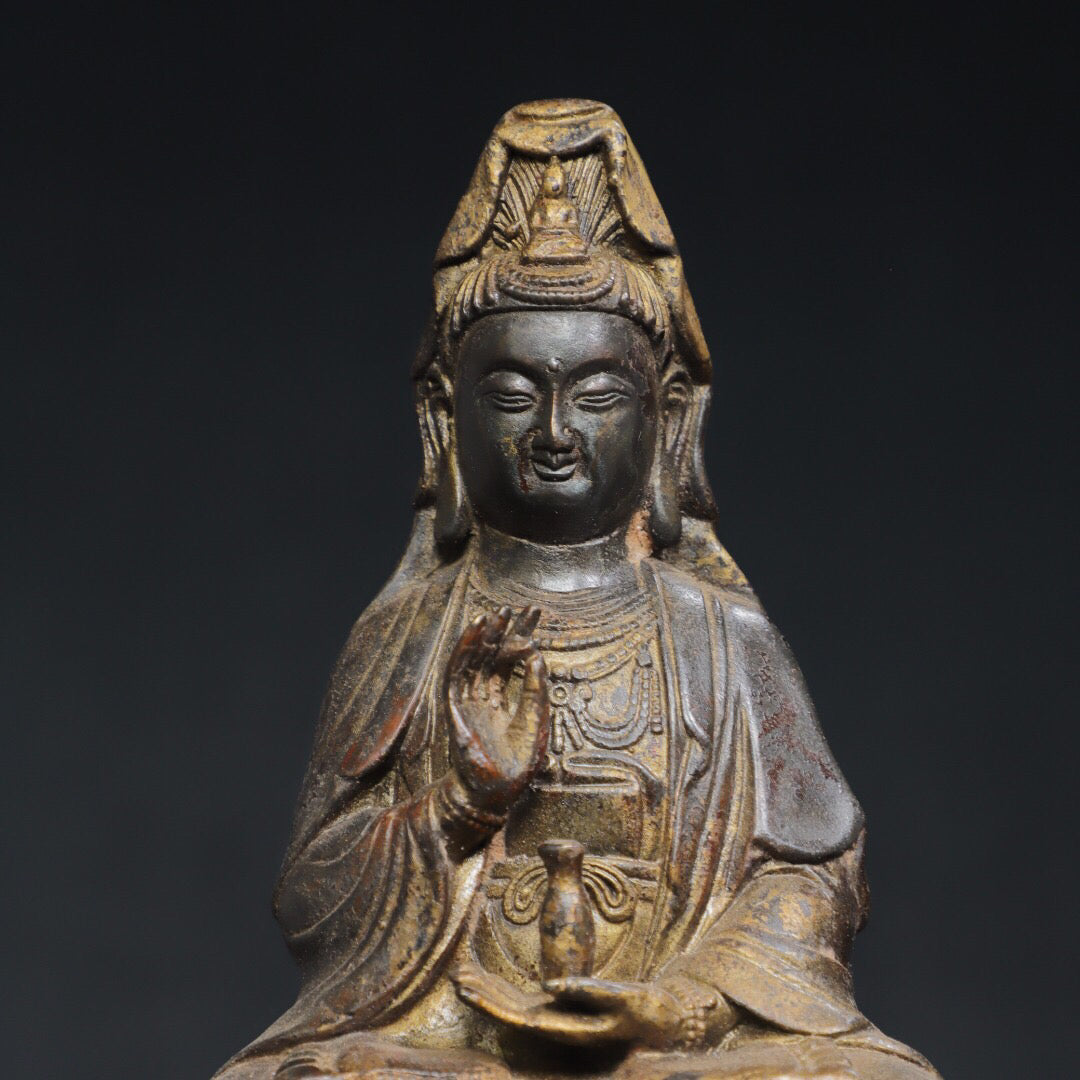 Chinese antique pure copper Guanyin Buddha statue
