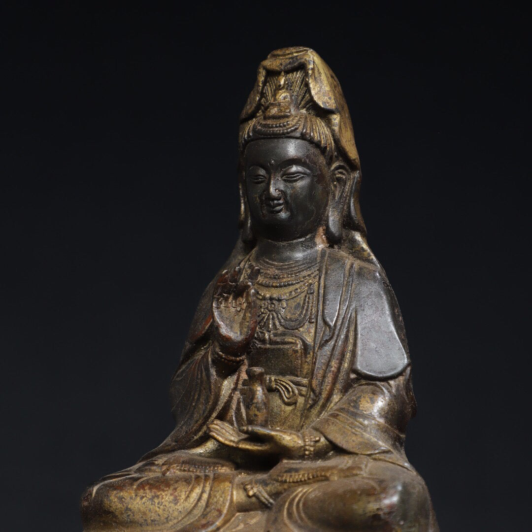 Chinese antique pure copper Guanyin Buddha statue