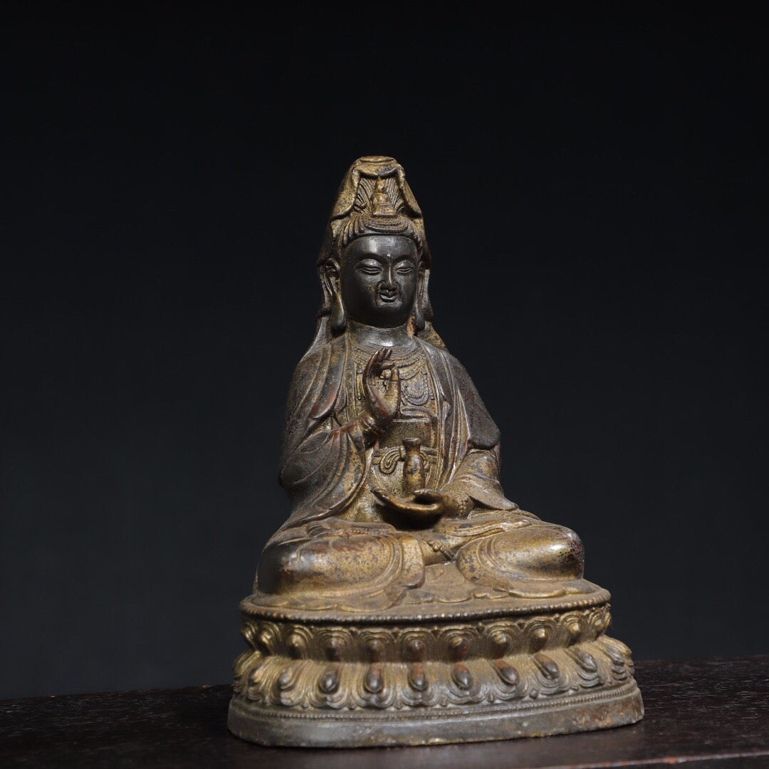 Chinese antique pure copper Guanyin Buddha statue