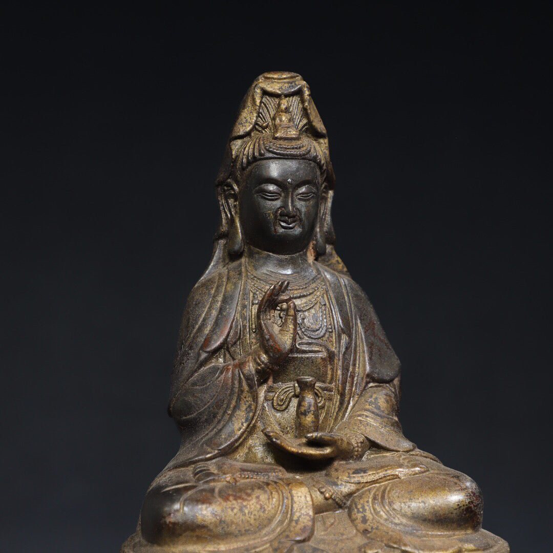 Chinese antique pure copper Guanyin Buddha statue