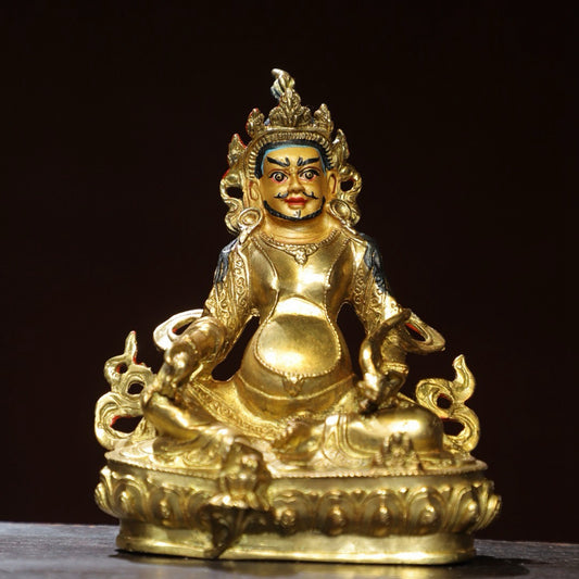 Bronze painted Buddha statue of the Yellow God of Wealth