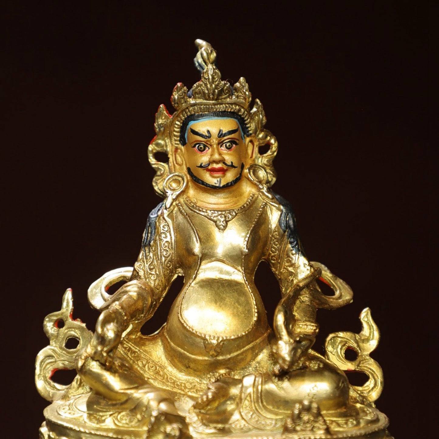 Bronze painted Buddha statue of the Yellow God of Wealth