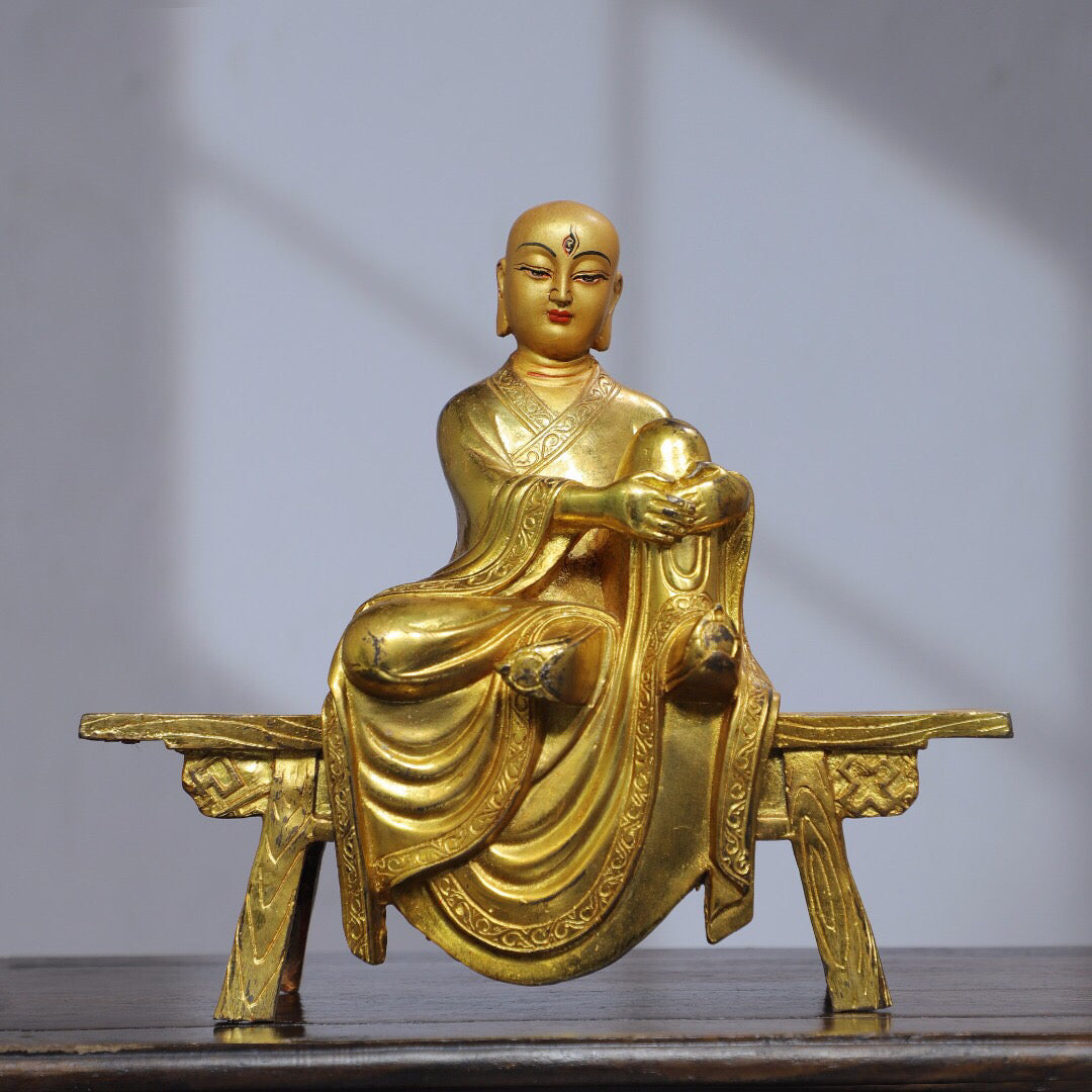 Chinese antique pure copper [Bench Buddha] Buddha statue
