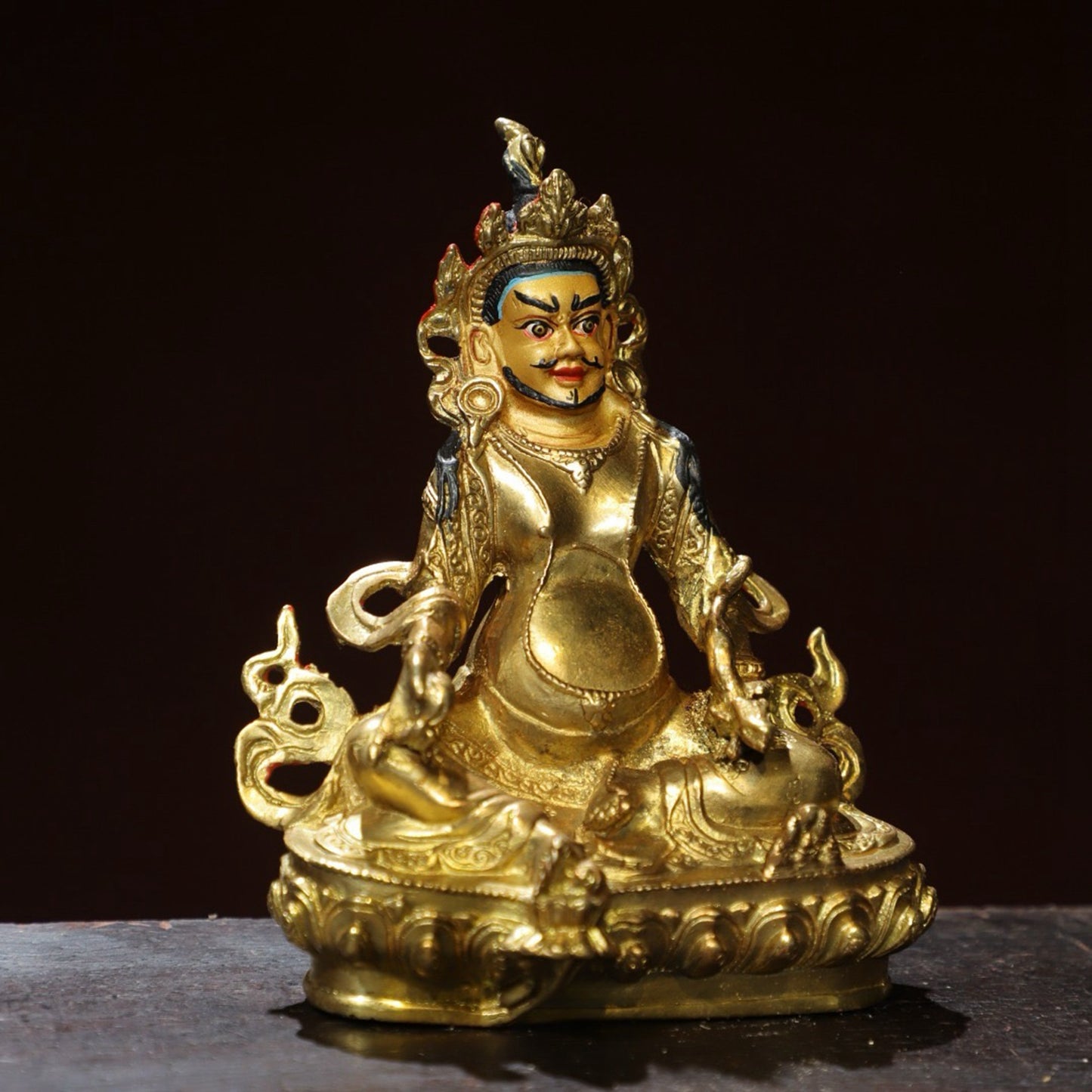 Bronze painted Buddha statue of the Yellow God of Wealth