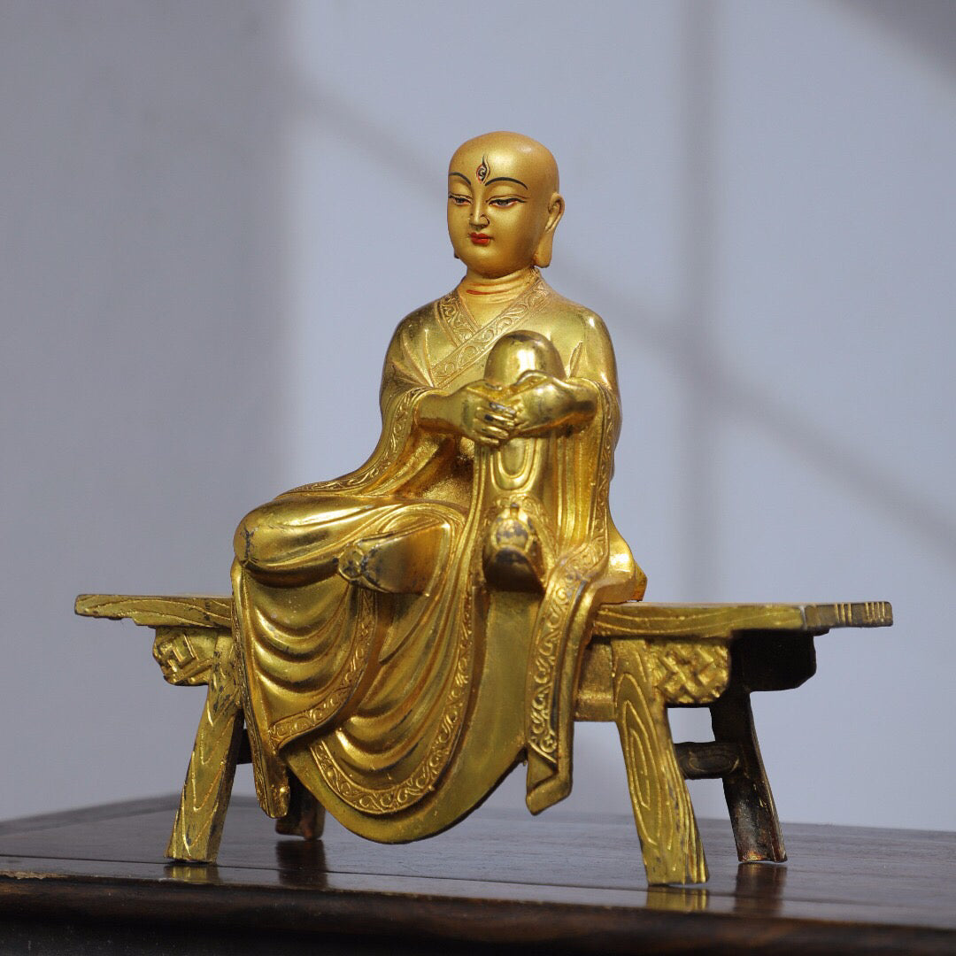 Chinese antique pure copper [Bench Buddha] Buddha statue