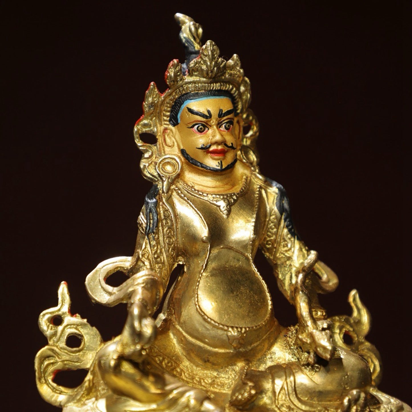 Bronze painted Buddha statue of the Yellow God of Wealth