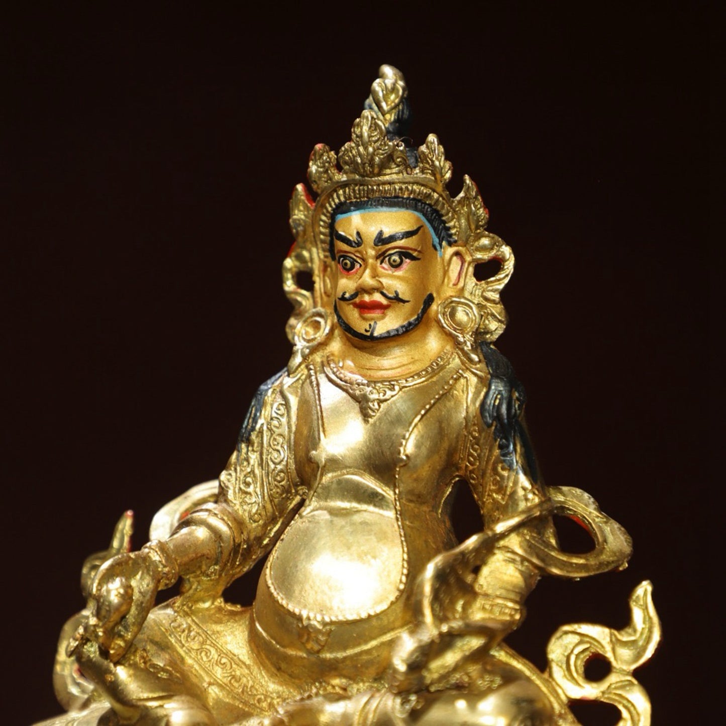 Bronze painted Buddha statue of the Yellow God of Wealth