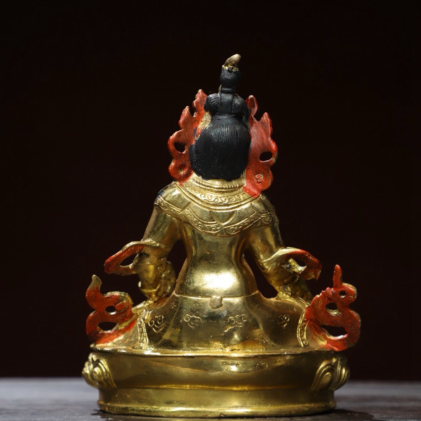 Bronze painted Buddha statue of the Yellow God of Wealth