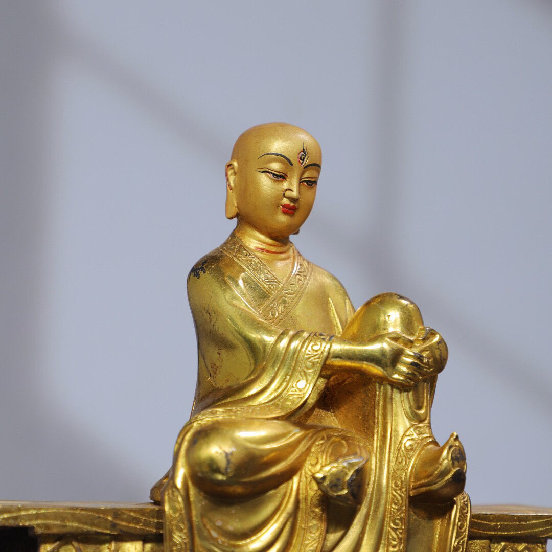 Chinese antique pure copper [Bench Buddha] Buddha statue