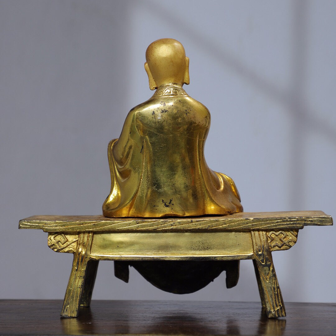 Chinese antique pure copper [Bench Buddha] Buddha statue