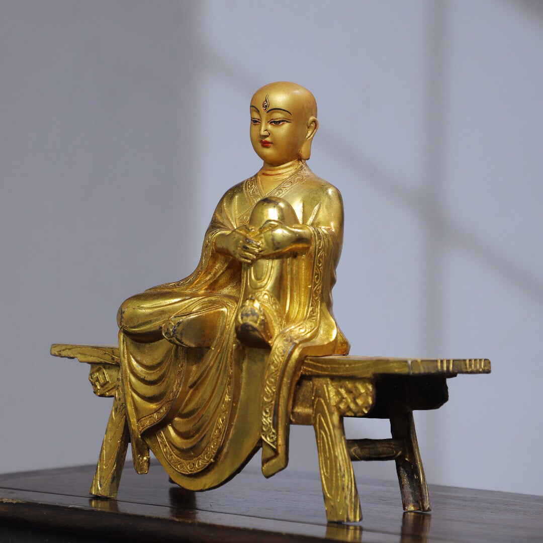Chinese antique pure copper [Bench Buddha] Buddha statue