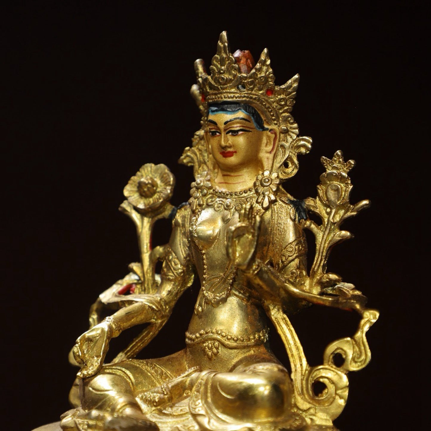 Bronze painted [Green Tara] Buddha statue