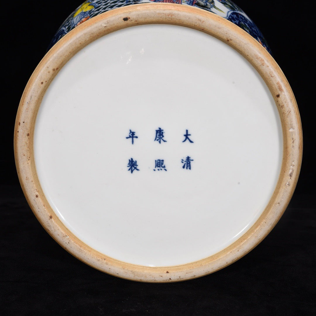 Blue and white window with eight immortal patterns beast head general jar