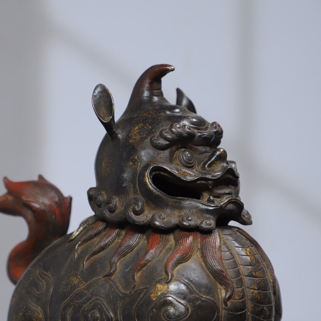 Chinese antique pure copper [auspicious beast] incense burner